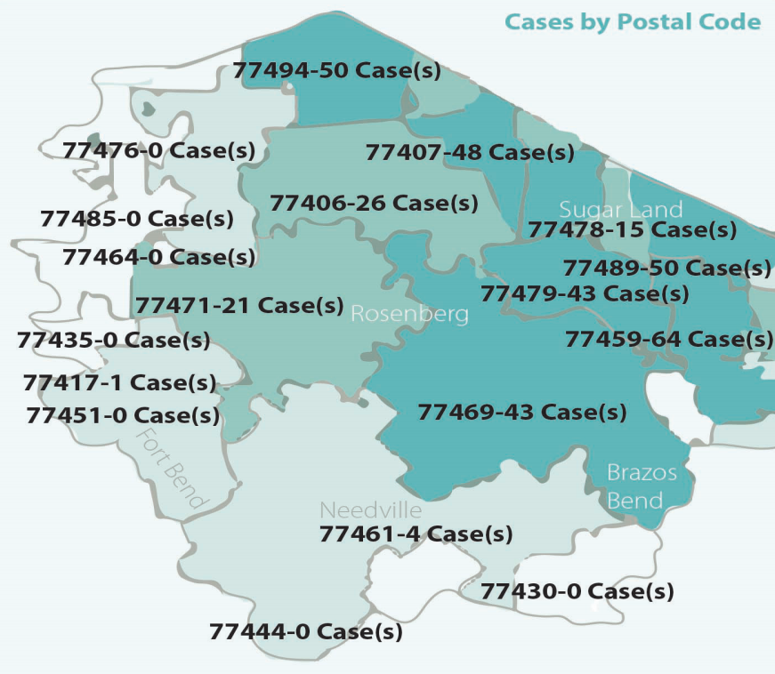 Cases per zip code